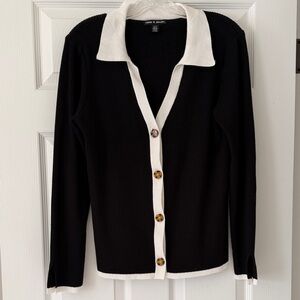 Cable & Gauge Black and Cream Cardigan